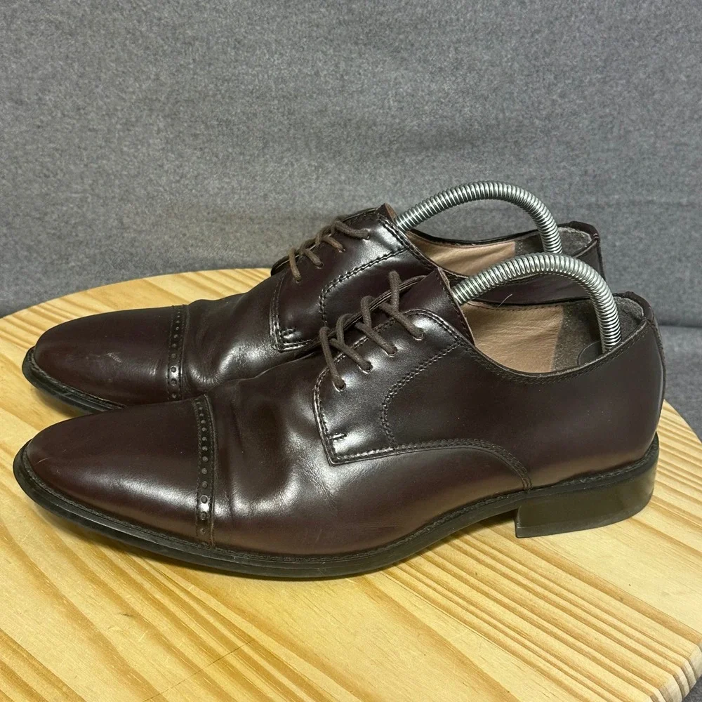 Joseph Abboud Mens‎ Leather Cap Toe Oxford Dress Shoes Brown Size 10M